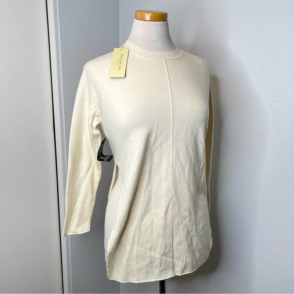 NWT Studio Nicholson Tozal Side Slit Sweater Top Ivory Small - Picture 4 of 10